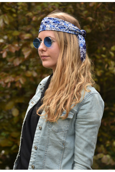 Klein katoenen sjaaltje, blauw wit 
