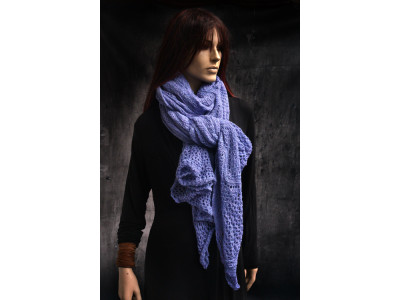 Gebreide opengewerkte supergrote sjaal, paars