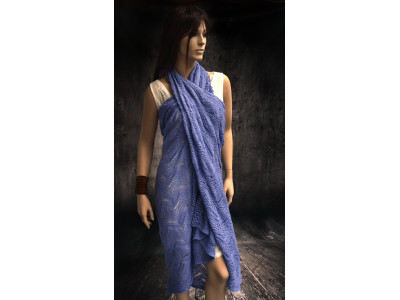 Gebreide opengewerkte supergrote sjaal, paars