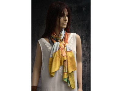Mooie glanzende soepele sjaal, schilderijen van Gogh