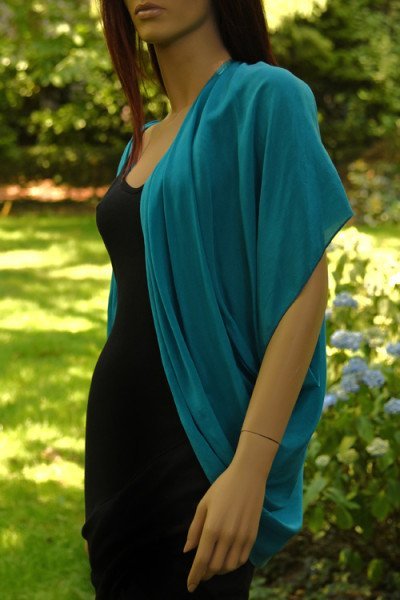 Zijden turquoise vestje