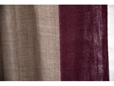 Sjaal of stola, donker fuchsia en taupe, wol en zijde