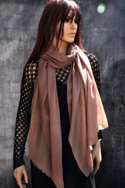 Echte pashmina sjaal of stola, taupe, jacquard