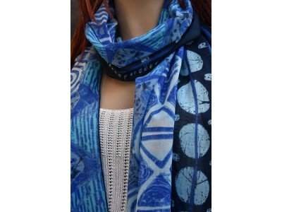 Katoenen sjaaltje, blauw, wit, turquoise