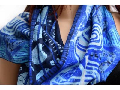 Katoenen sjaaltje, blauw, wit, turquoise